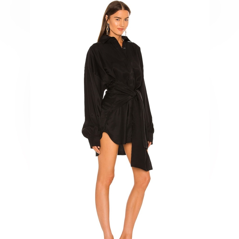Nonchalant the Label Black Button-Up Dress with Tie Waist
